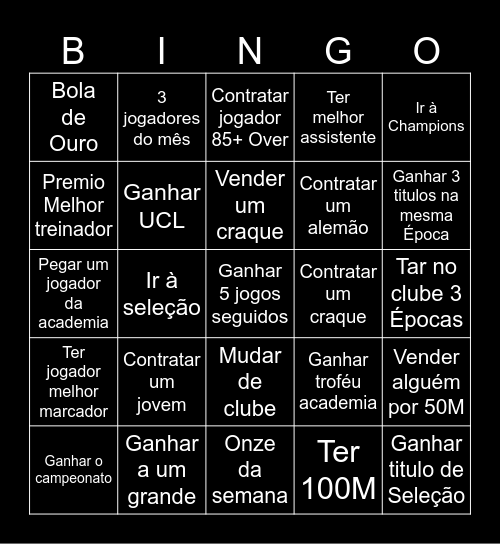 Modo carreira Bingo Card