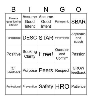 2024 FBP HRO/Professionalism BINGO (game 2) Bingo Card