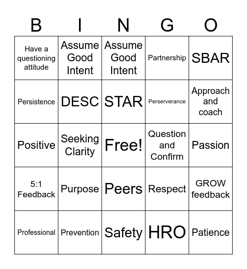 2024 FBP HRO/Professionalism BINGO (game 2) Bingo Card