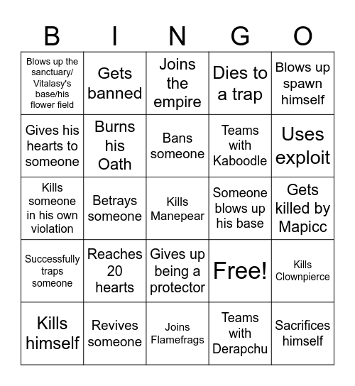 PrinceZam Bingo Card