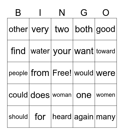 Mastery 5 Test Bingo Card