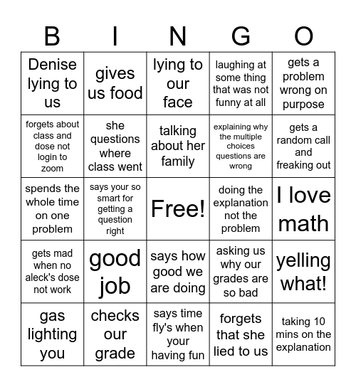 things Ms Frankel says/does Bingo Card