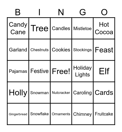 Holiday Bingo 1 Bingo Card