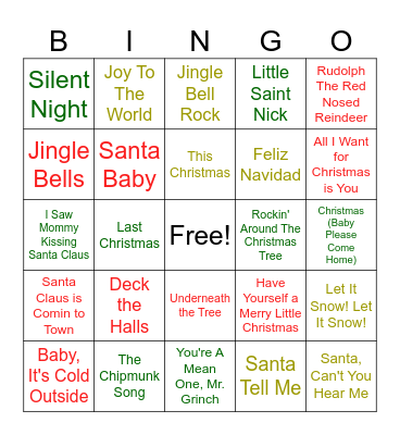 Holiday Bingo Card