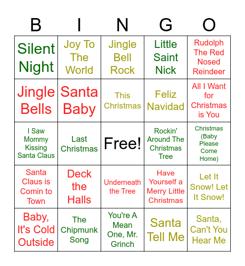 Holiday Bingo Card
