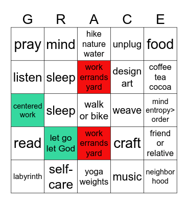 Two Pieces of Work Bingo Card