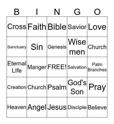 Bible Bingo Card