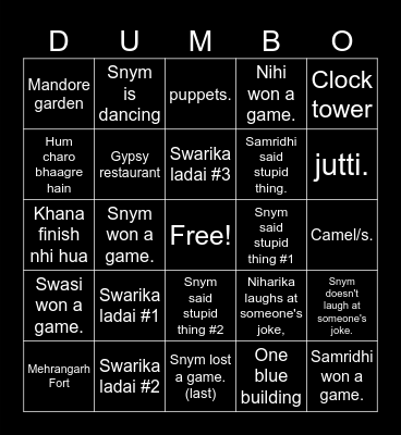 JODHPUR TRIP Bingo Card