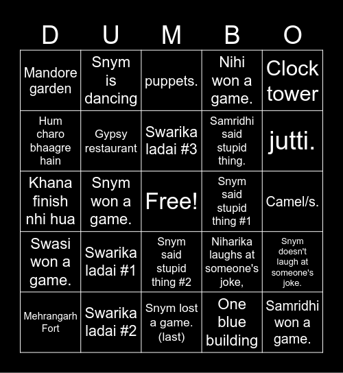 JODHPUR TRIP Bingo Card