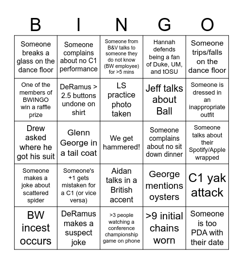 BWINGO 2024 Bingo Card