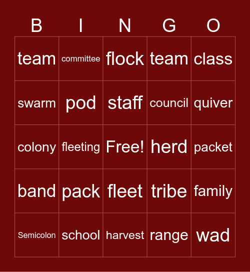 Week 3 bingo Card