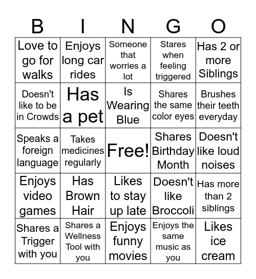 People Bingo Card