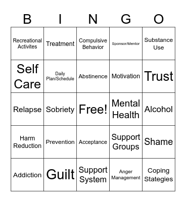 Dual Recovery Bingo! Bingo Card