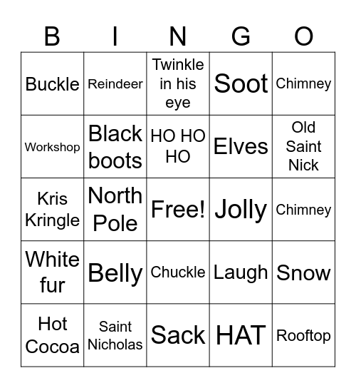 Santa Bingo Card