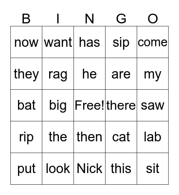 August Words Bingo Card