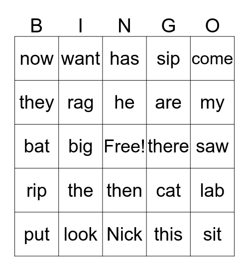 August Words Bingo Card