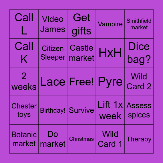 December Bingo Card