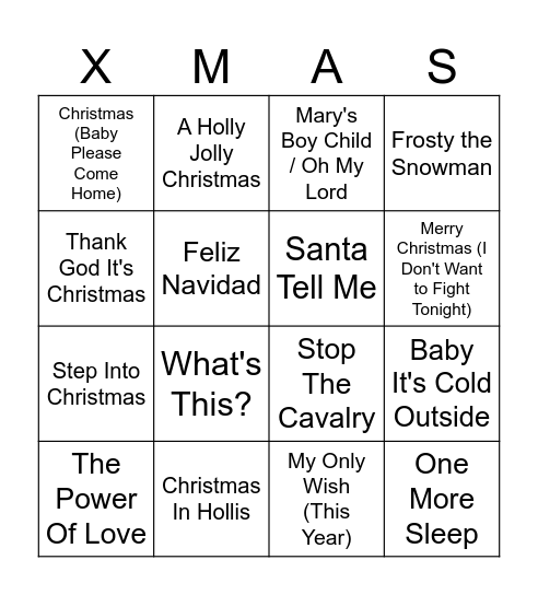 Music Bingo Round 2 Bingo Card