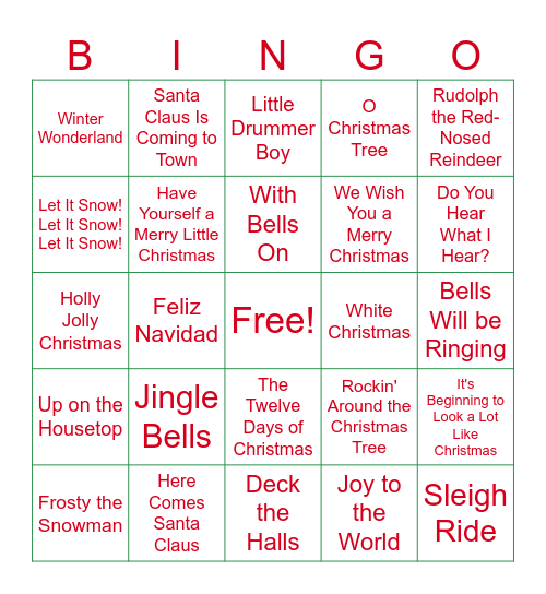 Carol Bingo Card