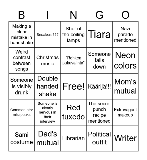 Linnan juhlat Bingo Card