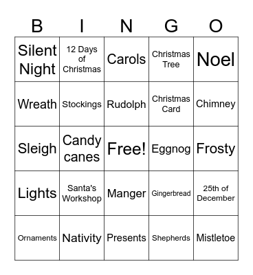 Holiday Bingo Card