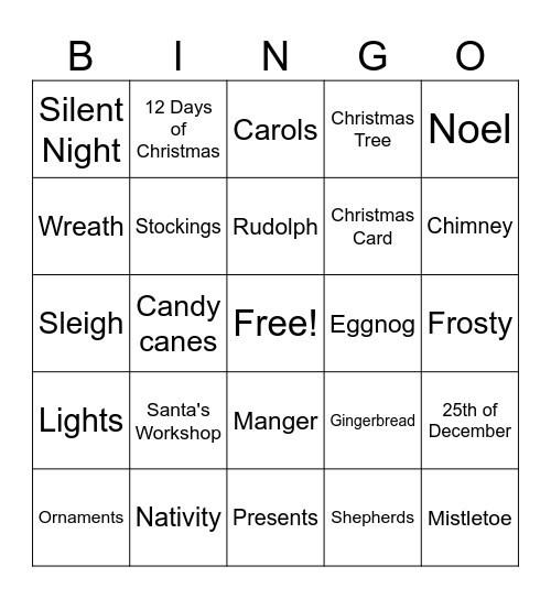Holiday Bingo Card