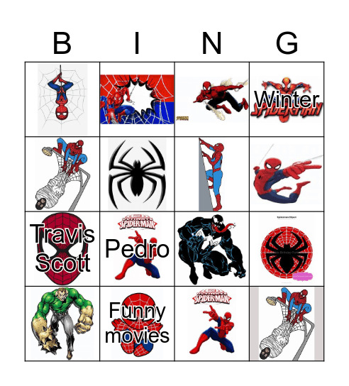 Spiderman Bingo Card