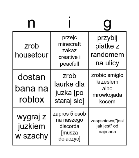 bingo cezarza Bingo Card