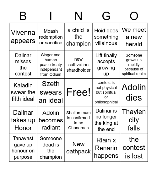 wind and truth Bingo Card
