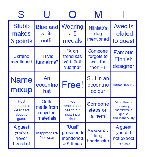 Linnanjuhlat 2024 Bingo Card