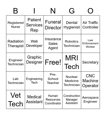 Associate Degree Careers Bingo Card