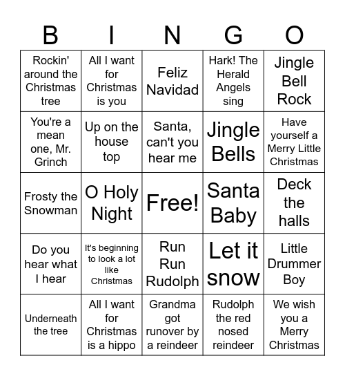 Merry Christmas Bingo Card