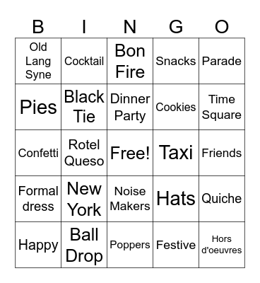 New Year Bingo Card