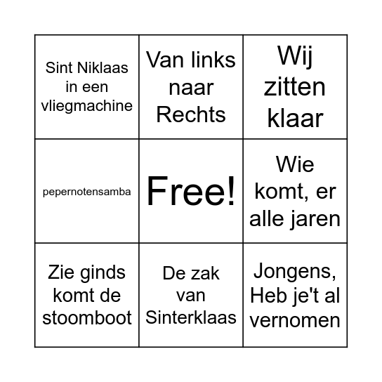 Sinterklaasbingo Card