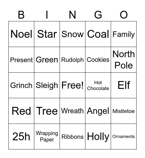 Chirstmas 2024 Bingo Card