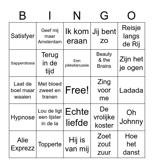 Foute Hollandse Bingo Card