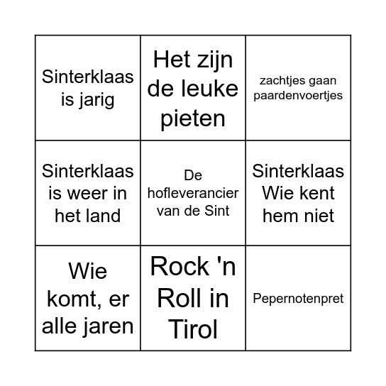 Sinterklaasbingo Card