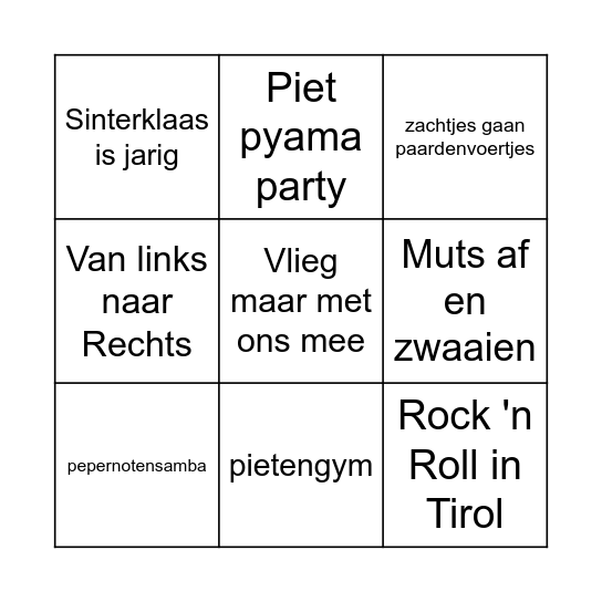 Sinterklaasbingo Card