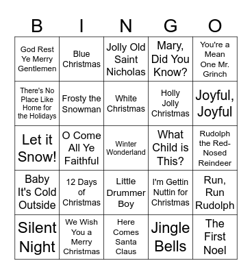 Christmas Music BINGO Card