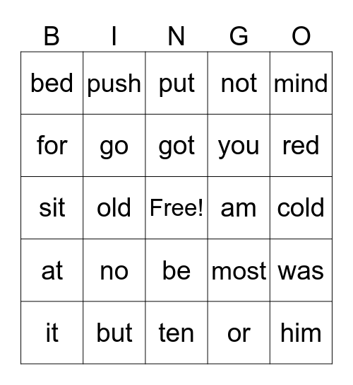 word list module 1 Bingo Card