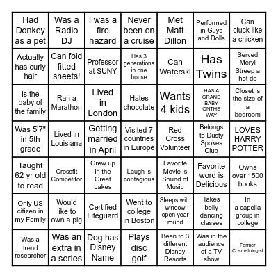 Getting to Know  You! Bingo Card