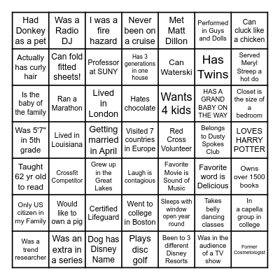 Getting to Know  You! Bingo Card