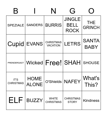 Blitzen BINGO Card