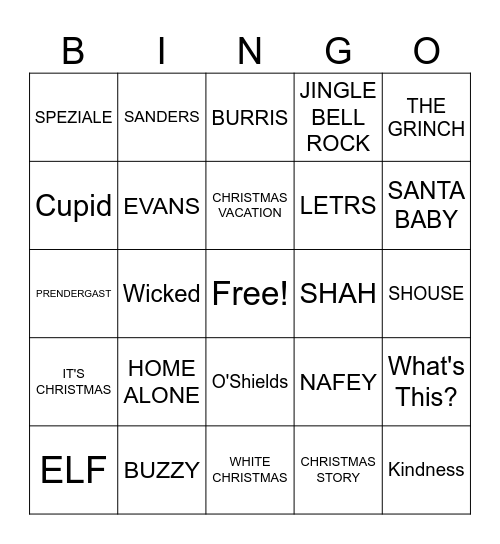 Blitzen BINGO Card