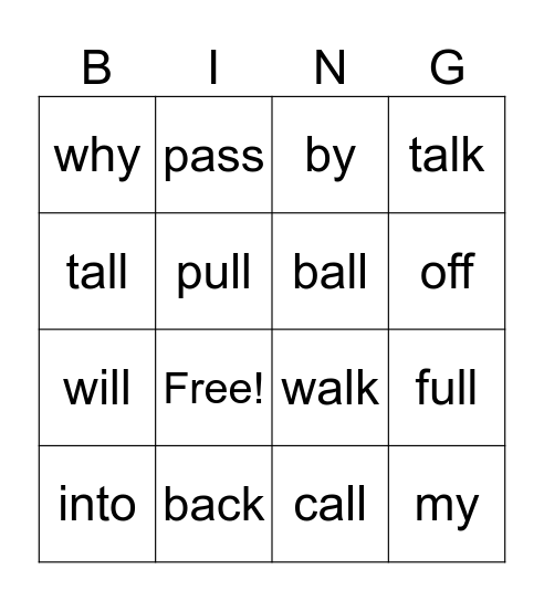 word list module 2 Bingo Card