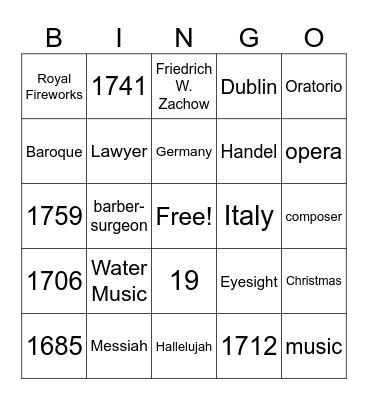 HANDEL Bingo Card