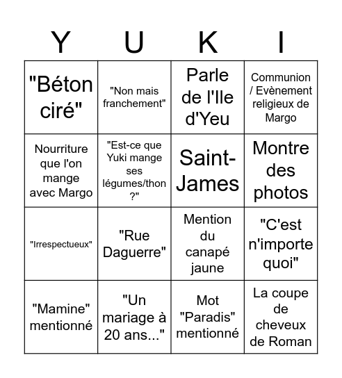 Bingo de Laurence Bingo Card