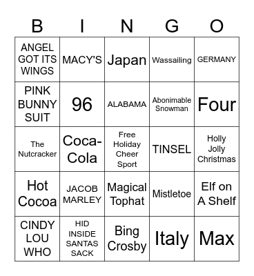 CHRISTMAS BINGO Card