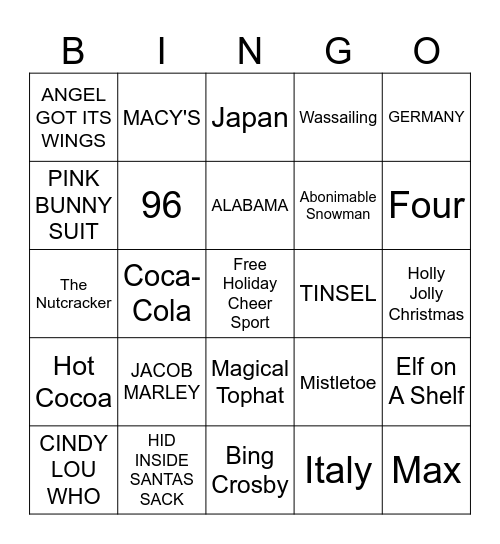 CHRISTMAS BINGO Card