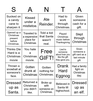 Trash Santa Bingo! Bingo Card